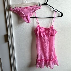 Victorias Secret Pink Heart Lingerie Set